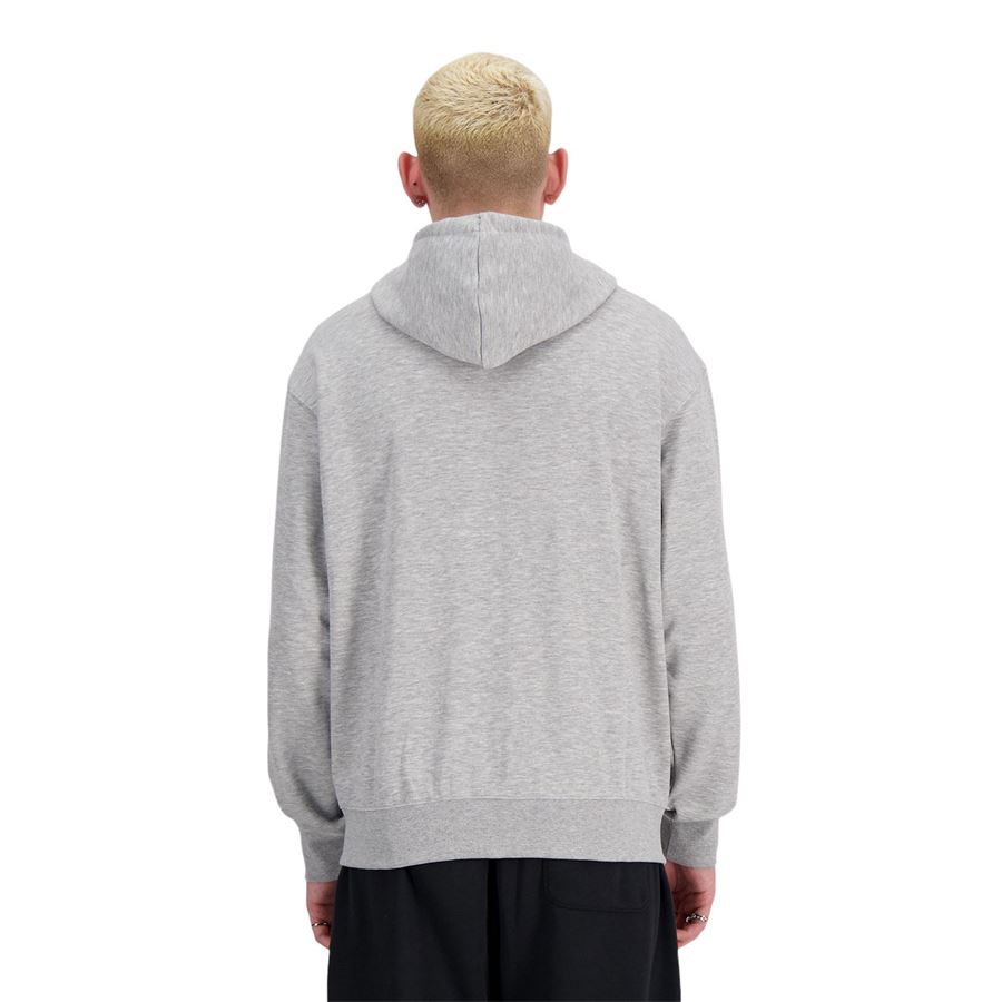 Stacked logo french terry full zip hoodie felpa con zip da uomo New Balance | MJ41501AG